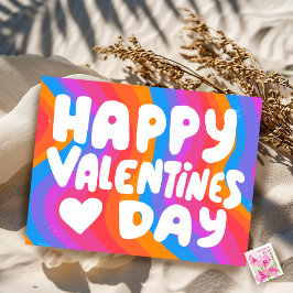 Valentine Bubble Letters Rainbow Stripes Prix Postkarte