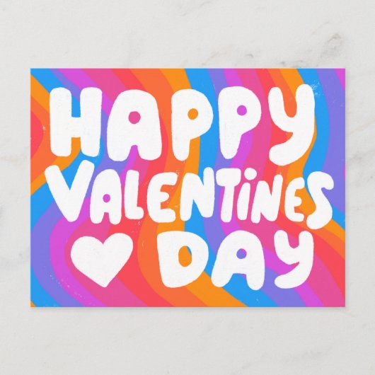 Valentine Bubble Letters Rainbow Stripes Prix Postkarte (Vorderseite)