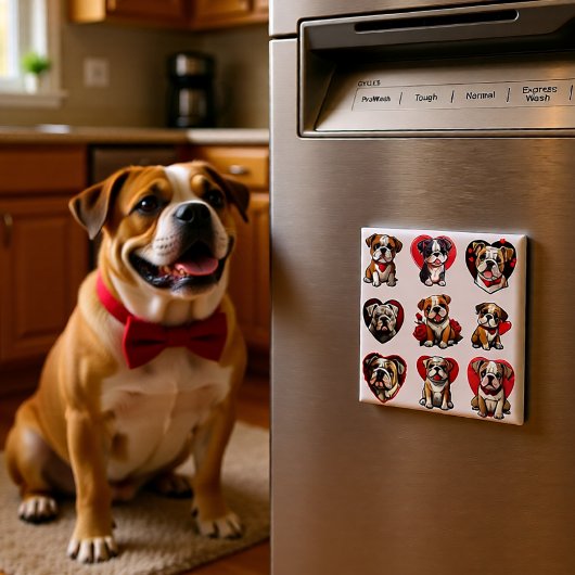 Valentine Bulldog Magnet