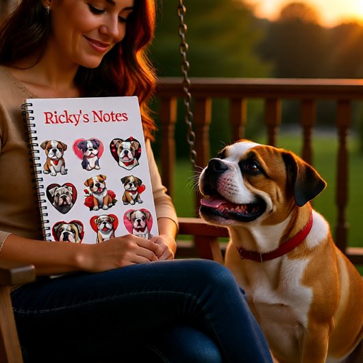 Valentine Bulldog personalisiert Notizblock