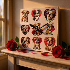 Valentine Bulldog Quadratische Wanduhr