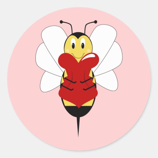 Valentine Bumble Bee Sticker (Vorderseite)