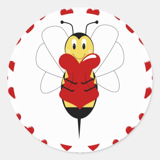 Valentine Bumble Bee Sticker (Vorderseite)