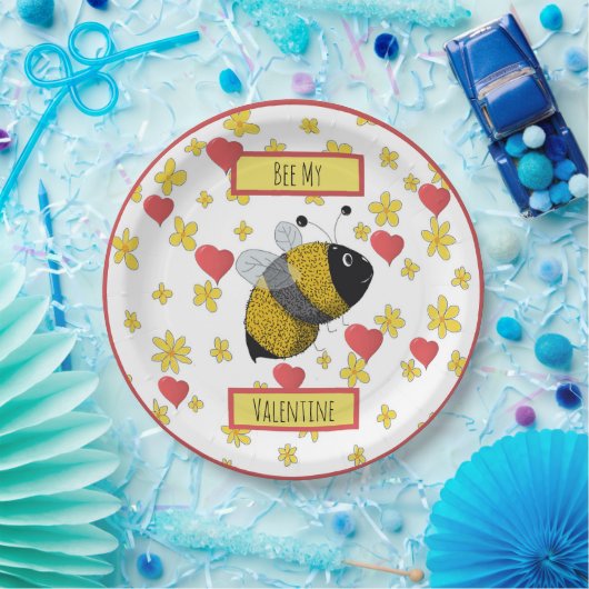 Valentine Bumblebee | Bee My Valentine Pappteller (Party)
