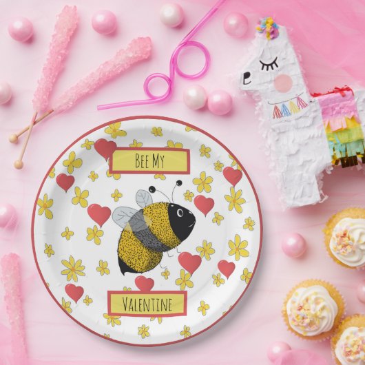 Valentine Bumblebee | Bee My Valentine Pappteller (Party)