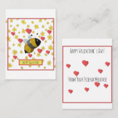 Valentine Bumblebee Daisy Pink Herz Niedlich Mitteilungskarte (Vorne/Hinten)