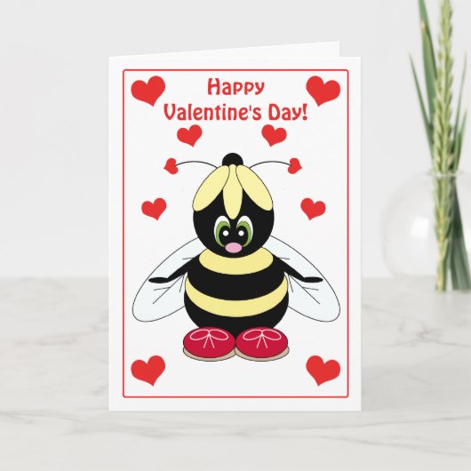 Valentine Bumblebee mit Herzkarte Feiertagskarte (Vorderseite)