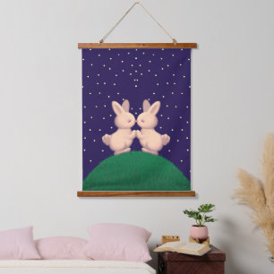 Valentine Bunnies Wandteppich Mit Holzrahmen
