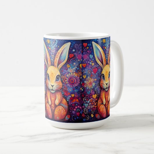 Valentine Bunny Blume lila Kaffeetasse (VorderseiteRechts)