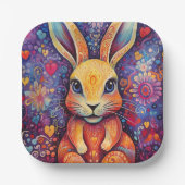 Valentine Bunny Blume lila Pappteller (Vorderseite)