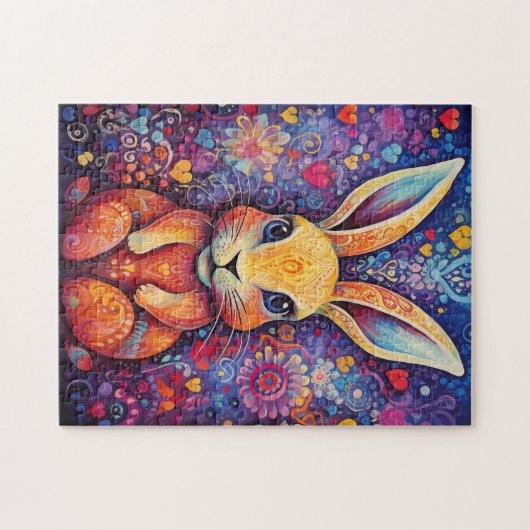 Valentine Bunny Blume lila Puzzle (Horizontal)