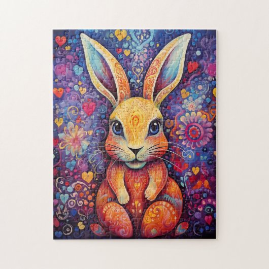 Valentine Bunny Blume lila Puzzle (Vertikal)