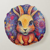 Valentine Bunny Blume lila Rundes Kissen (Rückseite)