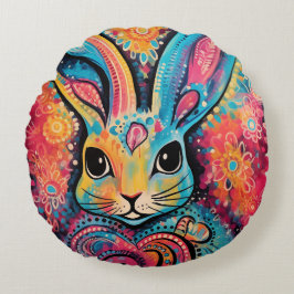 Valentine Bunny Positive vibes herzen Rundes Kissen