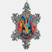 Valentine Bunny Positive vibes herzen Schneeflocken Zinn-Ornament (Links)