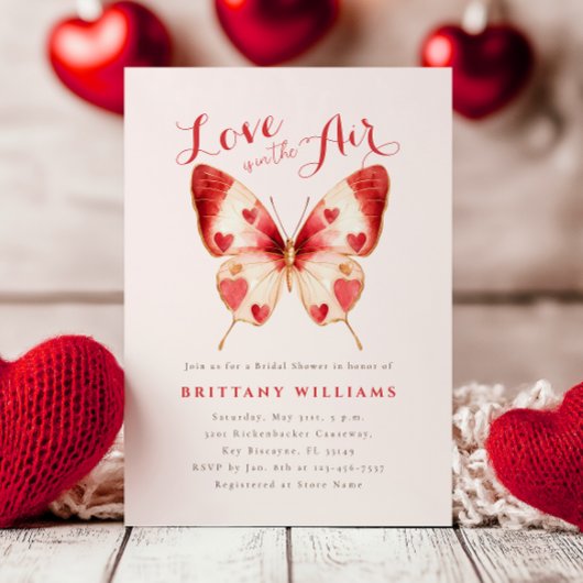 Valentine Butterfly Bridal Dusche Einladung