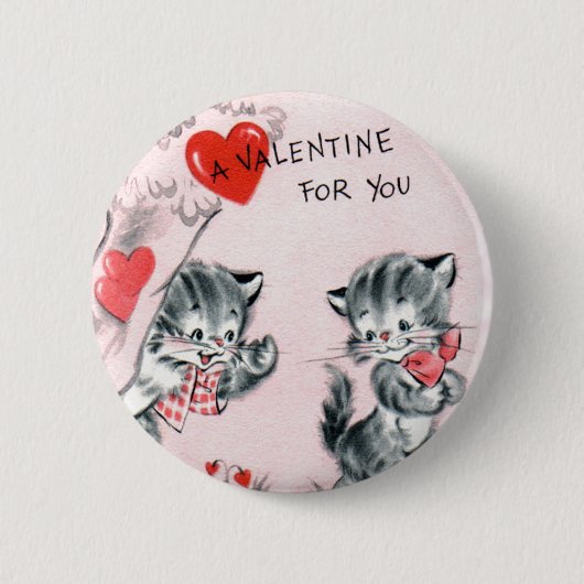 Valentine-Button des Kindes Vintages das Kätzchen Button (Vorderseite)