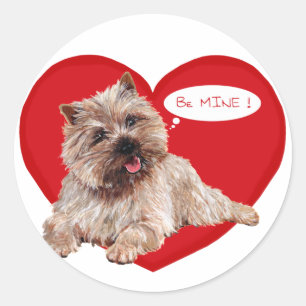 Valentine Cairn Terrier sagt Be mine! Runder Aufkleber