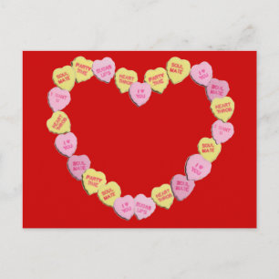 Valentine Candy Hearts Heart Feiertagspostkarte