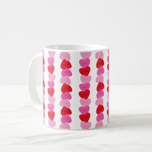 Valentine Candy Hearts Kaffeetasse (Vorderseite Links)