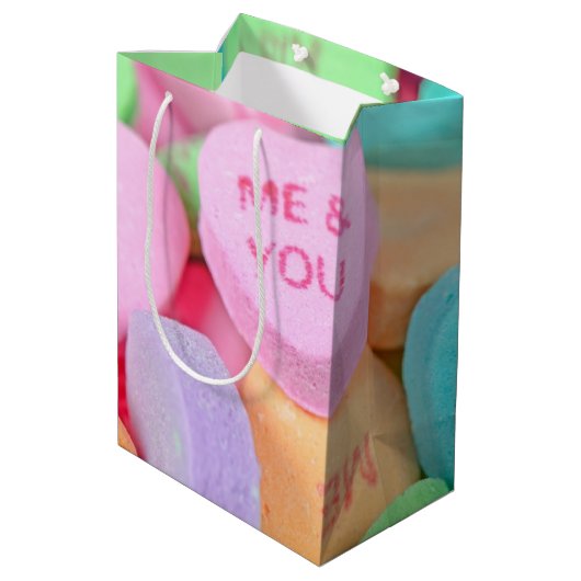 Valentine Candy Hearts Mittlere Geschenktüte (Rückseite Schrägansicht)