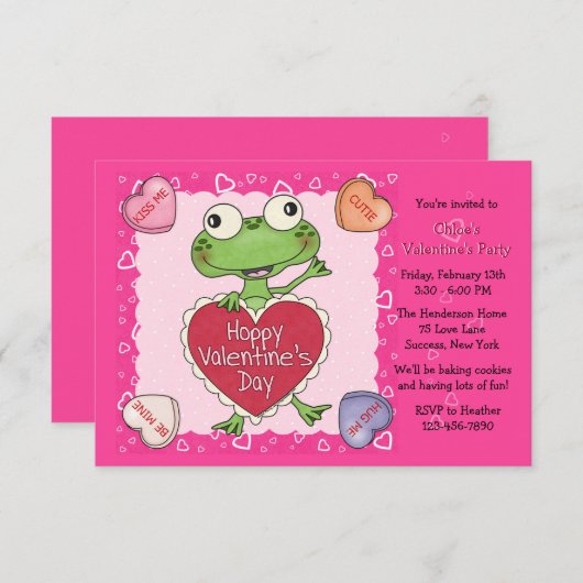 Valentine Candy Hearts Party Einladung (Vorne/Hinten)