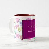 Valentine Candy Hearts Pattern Foto Tasse (Vorderseite Links)