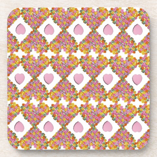 Valentine Candy Hearts Pattern Getränkeuntersetzer (Vorderseite)