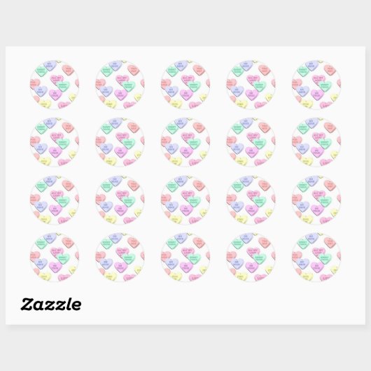 Valentine Candy Hearts Pattern Stickers (Blatt)