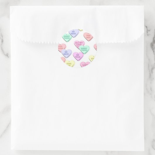 Valentine Candy Hearts Pattern Stickers (Tasche)