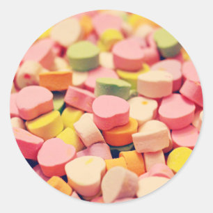 Valentine Candy Hearts Runder Aufkleber