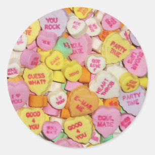 Valentine Candy Hearts Runder Aufkleber