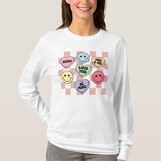 Valentine Candy Hearts Shirt, Konversationsherz T-Shirt (Vorderseite)
