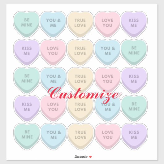 Valentine Candy Hearts Thunder_Cove Aufkleber (Blatt)