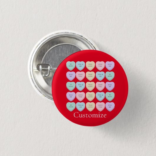 Valentine Candy Hearts Thunder_Cove Button (Vorne & Hinten)