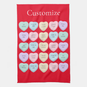 Valentine Candy Hearts Thunder_Cove Geschirrtuch