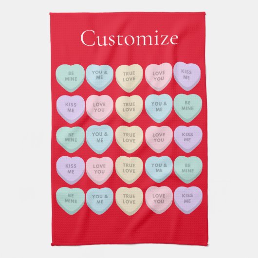 Valentine Candy Hearts Thunder_Cove Geschirrtuch (Vertikal)