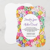 Valentine Candy Hearts Wedding Einladung (Vorne/Hinten)