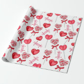 Valentine Candy | Herz Lollipop Geschenkpapier (Ungerollt)