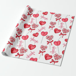 Valentine Candy | Herz Lollipop Geschenkpapier