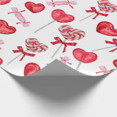 Valentine Candy | Herz Lollipop Geschenkpapier (Ecke)