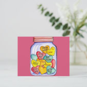 Valentine Candy Jar Postcard Feiertagspostkarte (Stehend Vorderseite)