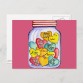 Valentine Candy Jar Postcard Feiertagspostkarte (Vorne/Hinten)