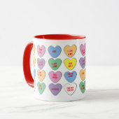 Valentine Candy Message Hearts Tasse (Vorderseite Links)