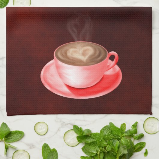 Valentine Cappuccino Kunst, Dichtung und Musik Geschirrtuch (Gefaltet)