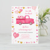 Valentine Car Heart Pink Birthday Einladung (Stehend Vorderseite)