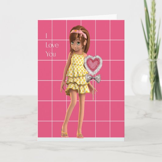 Valentine Card vom jungen Mädchen zur Mama Dankeskarte (Vorderseite)