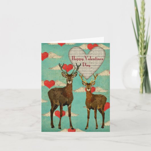 Valentine Card Woodsy Elk Feiertagskarte (Vorderseite)