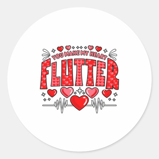 Valentine Cardiac Nurse You Make My Heart Flutter  Runder Aufkleber (Vorderseite)