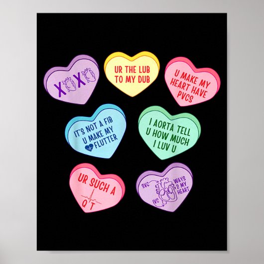 Valentine Cardiologist Hearts Candy Ekg Tech Telem Poster (Vorne)